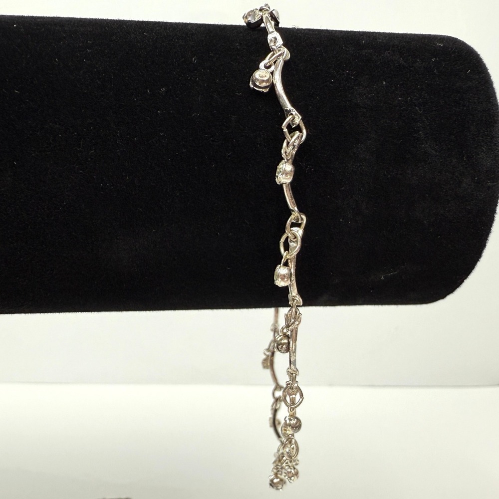 Dainty Dangle Rhinestone Chain Ankle Bracelet Silver Tone Fashion Jewelry 9.5 in
